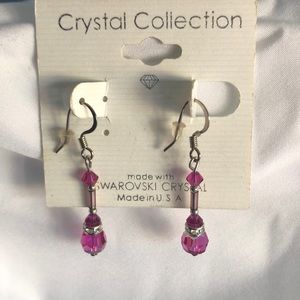 Pink Swarovski crystal drop earrings